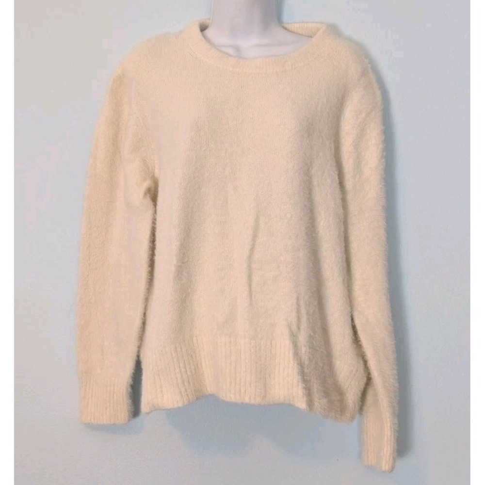 Old Navy Fuzzy Sweater Women's 2X Cream Ivory Pullover Length 24"